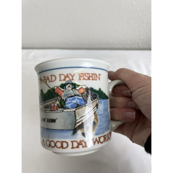Otagiri Coffee Mug Fishing Bad Day Fishing Beats Good Day Working Gone Fishing - Picture 9 of 11